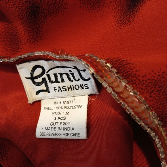 Vintage G Unit 3 pc Party Jacket V Neck Top & Pants Red Yellow Abstract … - Picture 10 of 11